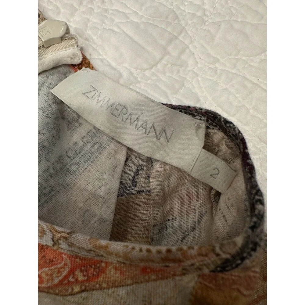 ZIMMERMANN patchwork mini dress ZIM 0 / US 2 Summer Línen‎ Blend